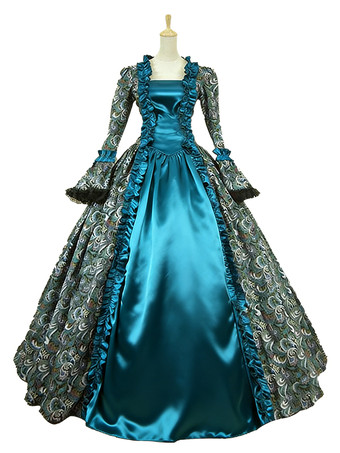 ブルー 中世 ドレス 宮廷ドレス 女性用 プリンセス 貴族ドレス レッド 長袖 バロック風 パーティー レトロ ヨーロッパ 宮廷風 中世 ドレス・貴族ドレス バーガンディ