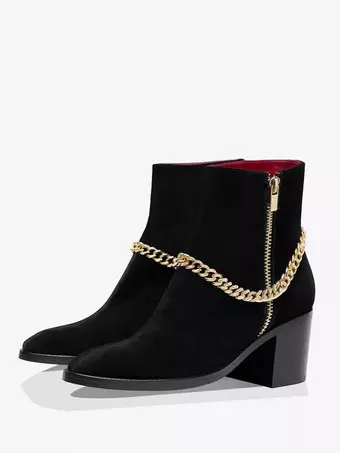 Men's High Heel Boots Chelsea Boots Black Suede Leather Pointed Toe Chains  Party Prom Dress Boots - Milanoo.com