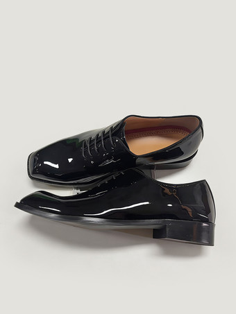 メンズ パテントレザー タキシード オックスフォード ドレスシューズ クラシック レースアップ スクエアトゥ ウェディング プロム フォーマルシューズ