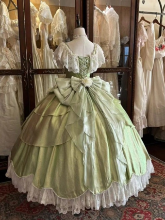 Vestidos de Lolita de hadas vestido de baile rosa con flores y cuentas lazo en la espalda vendaje de encaje mangas de encaje vestido de Lolita