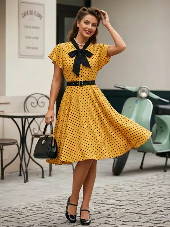 polka dot shirt dress midi Women's Polka Dot Maxi Ruffle Dress Henley Button Down Flowy Summer Midi Shirt Dress High Waist Tie Swing Long Dress (Black, S) at Amazon Women's Clothing store