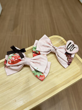 Pince à cheveux Lolita nœud imprimé fraise chocolat