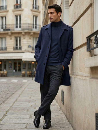 Blu scuro Cappotti lunghi slim fit slim fit cammello chic da uomo