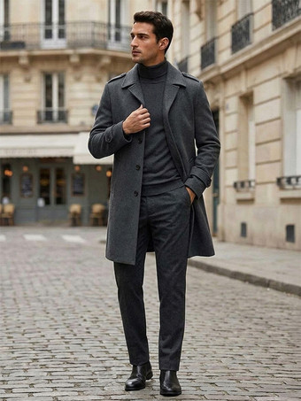 Grigio Cappotti lunghi slim fit slim fit cammello chic da uomo