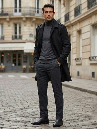 Nero Cappotti lunghi slim fit slim fit cammello chic da uomo