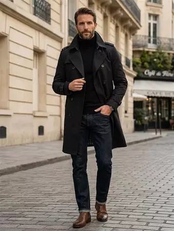 ♂新品・P-コート【COATS Milano】チャコールグレー　48　イタリア製 2026 Winter Coats For Men - Milanoo.com