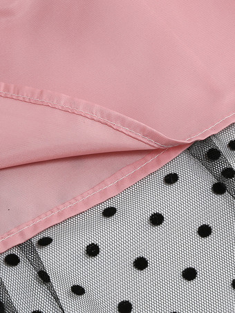 レトロワンピース　1950年代オードリー・ヘップバーン風　ジュエルネック　半袖　ミディアム　水玉　二次会　お呼ばれ　発表会　ロカビリーワンピース