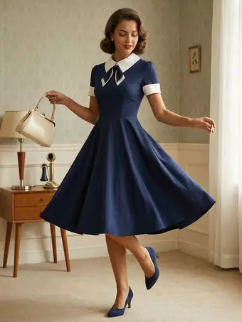 navy blue dress for baby girl Buy a 1950s Sewing Pattern, Princess Line Dress in Four Elegant Styles main image 1