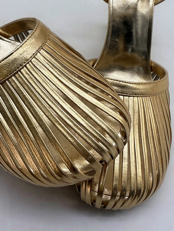 バーガンディ ウェッジサンダル ラウンドトゥ カットアウト バックレス サンダルシューズ