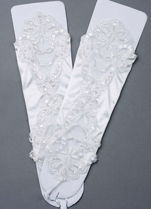 Gants mitaines en dentelle ivoire longueur de coude