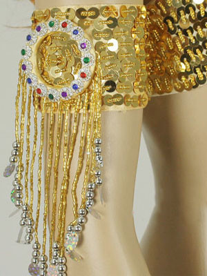 Золотой вышивкой бисером Fringe полиэстер женские танец живота рукой цепь
