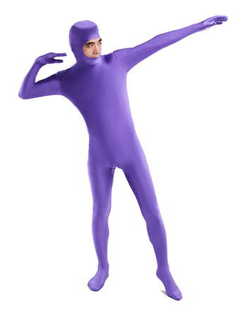パープル 全身タイツ　パープルタイツ　ピュア　透明人間　ニンジャ　舞台　演劇　仮装　変装　パーティー衣装　イベント　宴会　コスチューム