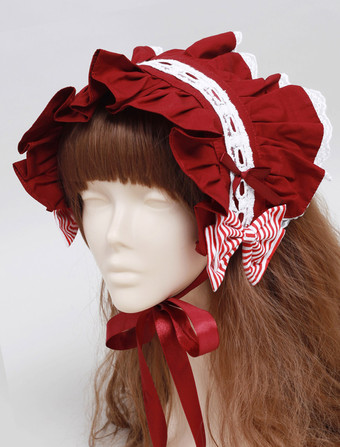 Red Ruffles Cotton Lovely Lolita Headdress