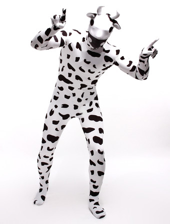 Preto branco vaca personagem Lycra Spandex Multicolor Zentai terno