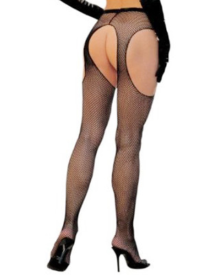 クロッチレス ストッキング　ブラック　セクシー　カットアウトデザイン　網目