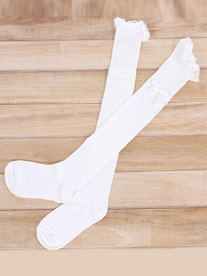 ホワイト ロリィタ靴下　綿混紡　スウィート　人気　可愛い　レース　