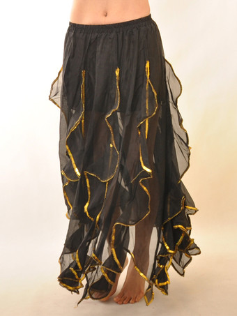 ブラック ベリーダンス衣装 大人用 社交ダンス衣装 シフォン 女性用 パフォーマンス ベリーダンサー ロングスカート コスチューム
