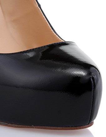 パンプス ピンヒール 厚底 プラットフォーム 14cm 靴の甲の素材：パテント PU ブラック シューズ 2.5cm レディース靴 パーティー キャバ イベント フォーマル