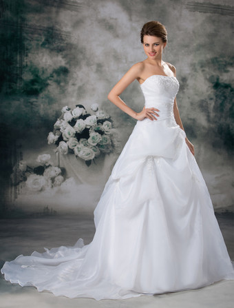 Robe de mariée princesse bustier à traîne robe de mariage