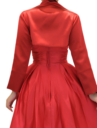 Rouge Satin mariage nuptiale châle ouvert avant mariage veste