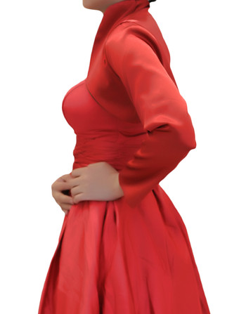 Rouge Satin mariage nuptiale châle ouvert avant mariage veste