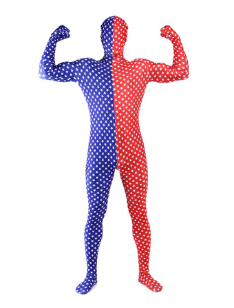 Blue Red Lycra Spandex Full Body Zentai Suit - Milanoo.com