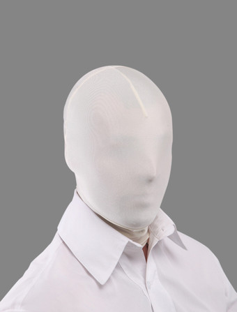 全身タイツアクセサリー　マスク　ホワイト　単色　開口部がない　仮装コスチューム　 ハロウィン