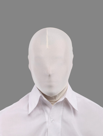 ホワイト 全身タイツアクセサリー　マスク　ホワイト　単色　開口部がない　仮装コスチューム　 ハロウィン