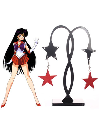 Halloween Sailor Moon Sailor Mars Cosplay Accesorios Hino Rei Glass Anime Pendientes