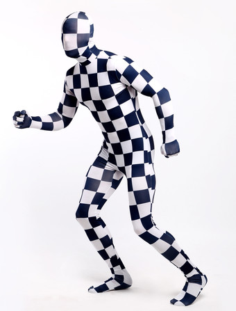 パターニング全身タイツ パターニング全身タイツ　ライクラ・スパンデックス　ユニセックス　ハロウィン　格子縞　大人用　フルボディ　 ハロウィン