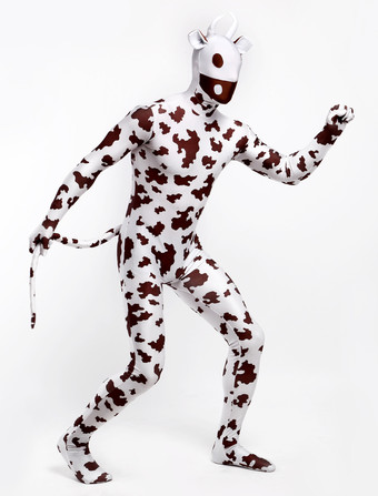 Toussaint Cosplay Costume de zentai marron de Vache motifs d'animaux en lycra spandex Déguisements Halloween