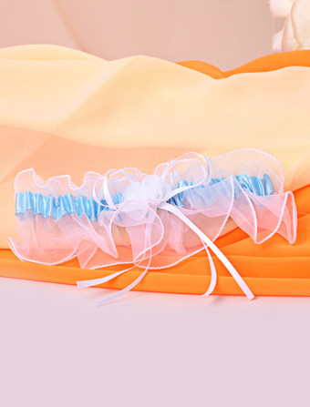 結婚式のブライダル ガーター花弓ポリエステル ガータース トラップ ホワイト