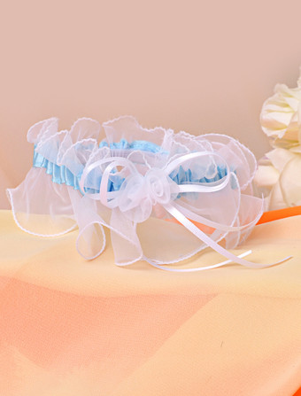 結婚式のブライダル ガーター花弓ポリエステル ガータース トラップ ホワイト