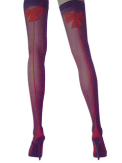 ストッキング　レッド　ストッキング＆サイハイソックス　スィート　シェイプアップ　コットン+スパンデックス　カジュアル　リボン　配色　女性用　