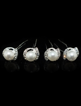 White Rhinestone Pearl Wedding Hair Jewelry Accessories
