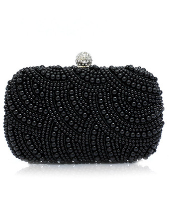 noir Sac à main de mariée pochette de mariage blanche