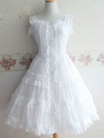 甘いボタン ポリエステル ロリータ ドレス