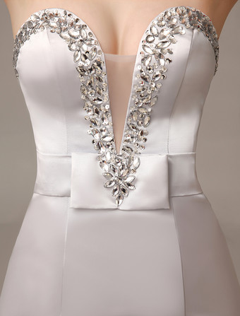 イブニングドレス ハートカットネック 格安オケージョンドレス マーメイドライン パーティードレス シルバー サテン ファスナー トレーン付き ノースリーブ フォーマルドレス 演奏会ドレス 結婚式 二次会ドレス 発表会 ナチュラルウェストライン ウェディング リボン