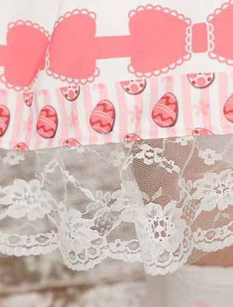 甘いピンクロリータショートスカート　2025　ケーキアイスクリームプリント　レース　トリム　アイドル衣装
