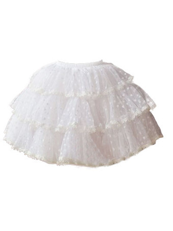 Lolitashow White Tulle Tiered Lovely Lolita Skirts 