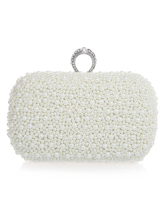 blanc Sac à main de mariage rose clair sac à main perles paillettes en alliage