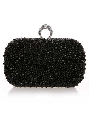 noir Sac à main de mariage rose clair sac à main perles paillettes en alliage
