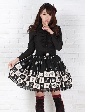 Sweet Lolita Skirt Alice In Wonderland Chess Checkered SK Lolita Skirt