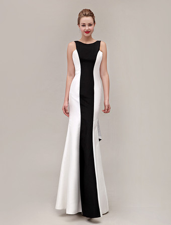 カラー ブロック パーティー ドレス V バック マーメイド フリル タフタ ドレス