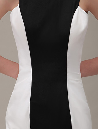 カラー ブロック パーティー ドレス V バック マーメイド フリル タフタ ドレス