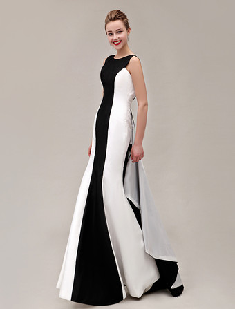 カラー ブロック パーティー ドレス V バック マーメイド フリル タフタ ドレス