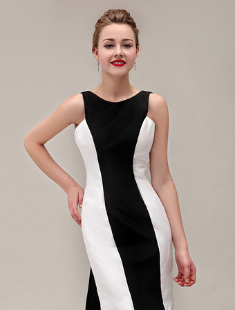 カラー ブロック パーティー ドレス V バック マーメイド フリル タフタ ドレス