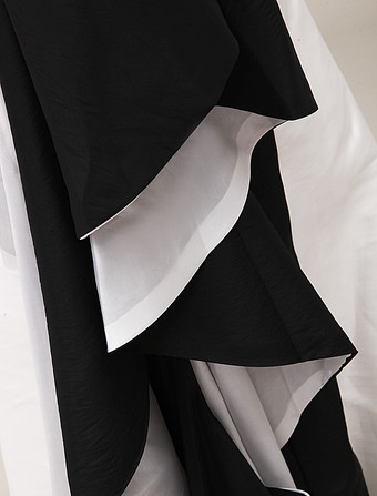 カラー ブロック パーティー ドレス V バック マーメイド フリル タフタ ドレス