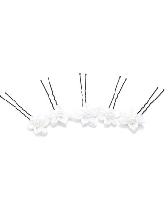 ホワイト ヘアアクセサリー　ヘアピン　ページェント＆ウエディング＆フォーマルイブニング　ホワイト　