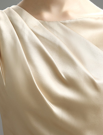 ブライズメイドドレス Aライン フォーマルドレス シャンパン ショートブライズメイドドレス サテン ボートネック 結婚式 お呼ばれ 二次会 ひざ丈 ナチュラルウェストライン 演奏会 ファスナー ウェディングパーティードレス ウェディング